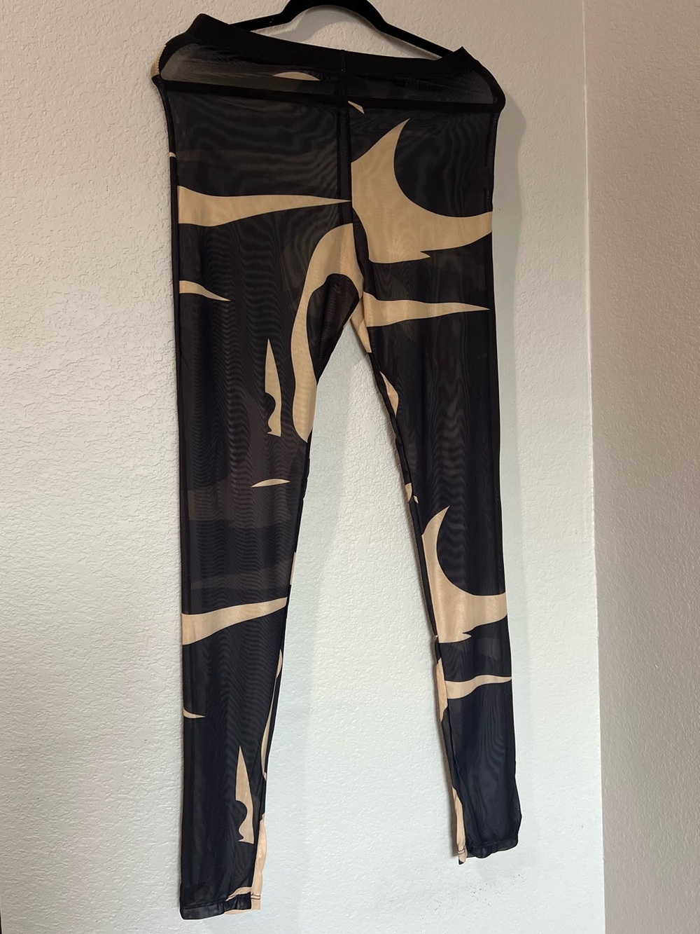 Matte Collection Mesh Swim Cover Up leggings  XL Black Nude Abstract Sheer. Y2K